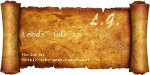Lebó Géza névjegykártya